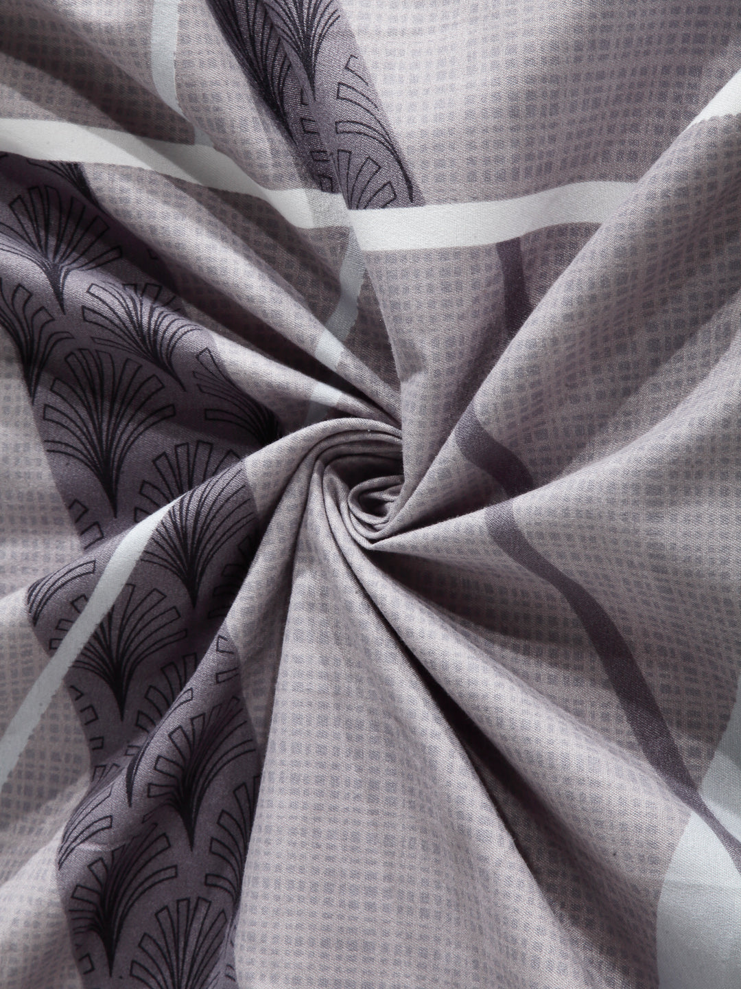 Arrabi Grey Graphic Cotton Blend 6 SEATER Table Cover (180 X 130 cm)