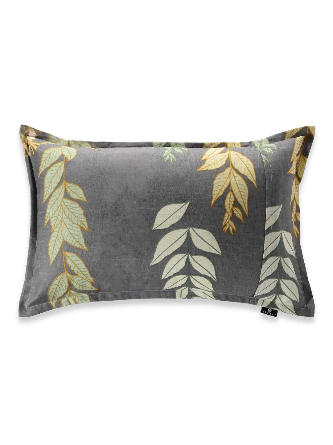 Arrabi Grey Leaf TC Cotton Blend Set of 2 Pillow Covers (70 x 45 cm)
