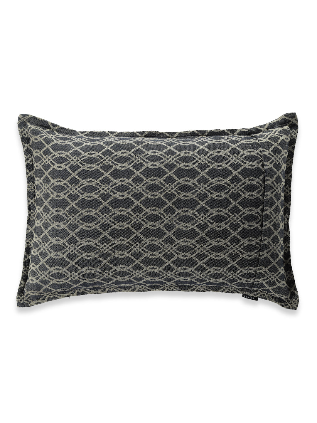 Arrabi Grey Geometric Handwoven Cotton Set of 2 Pillow Covers (70 x 45 cm)