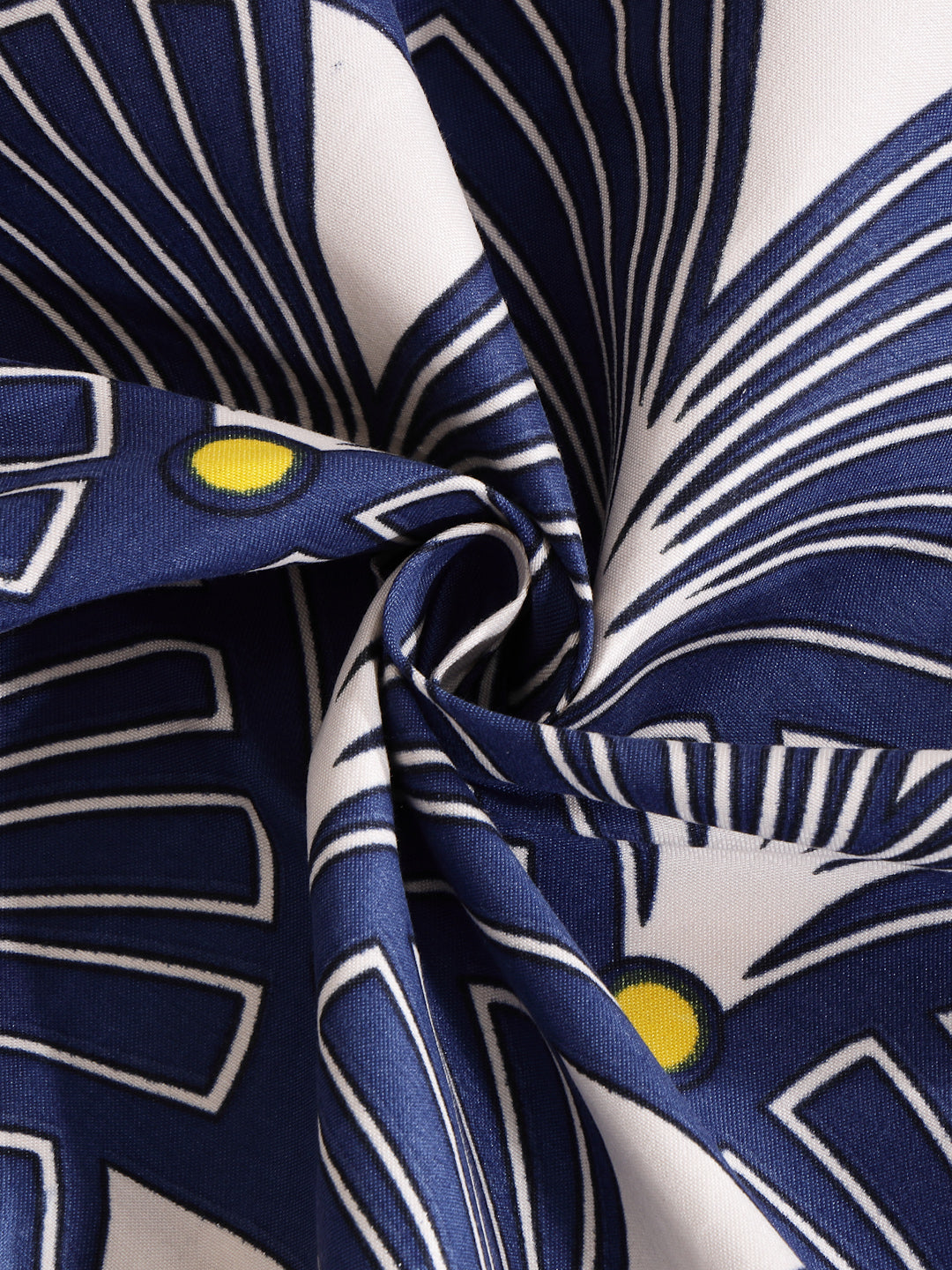 Arrabi Blue Geometric Cotton Blend 6 SEATER Table Cover (180 x 130 cm)