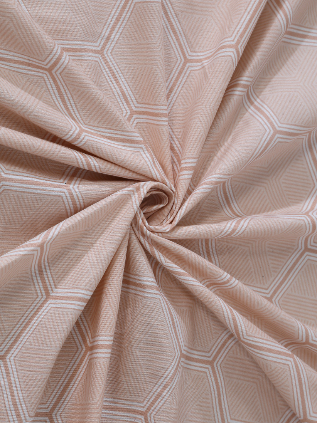 Arrabi Peach Geometric Cotton Blend 8 SEATER Table Cover (215 X 150 cm)