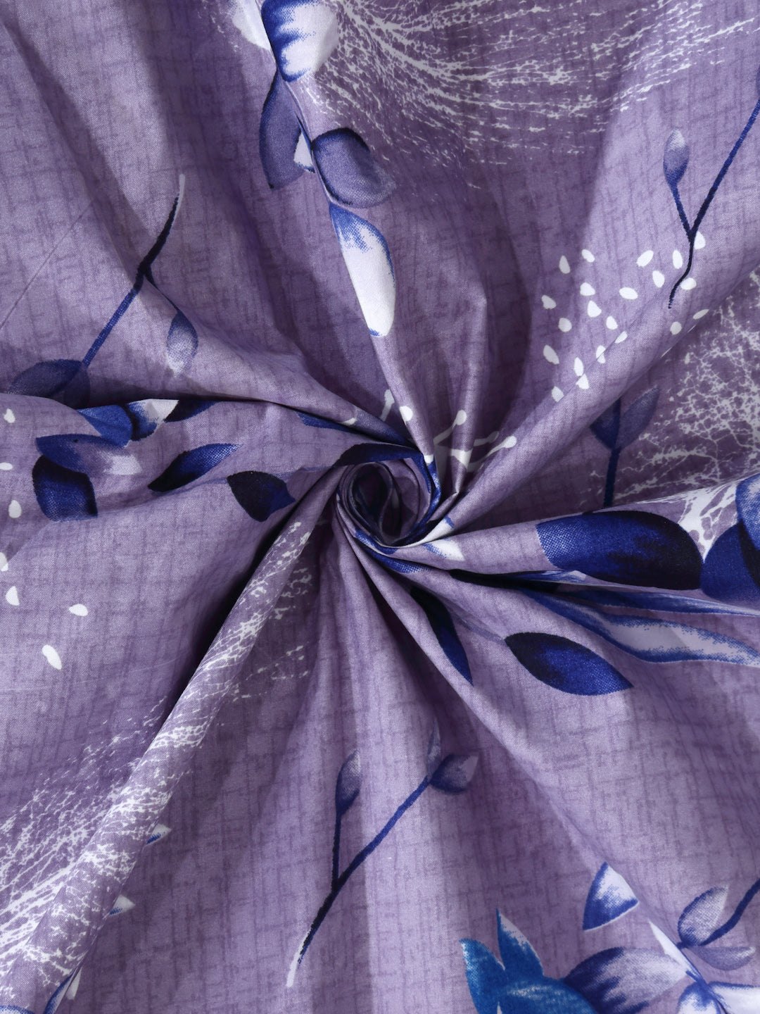 Arrabi Grey Floral TC Cotton Blend Single Size Fitted Bedsheet with 1 Pillow Cover (215 X 150 cm)