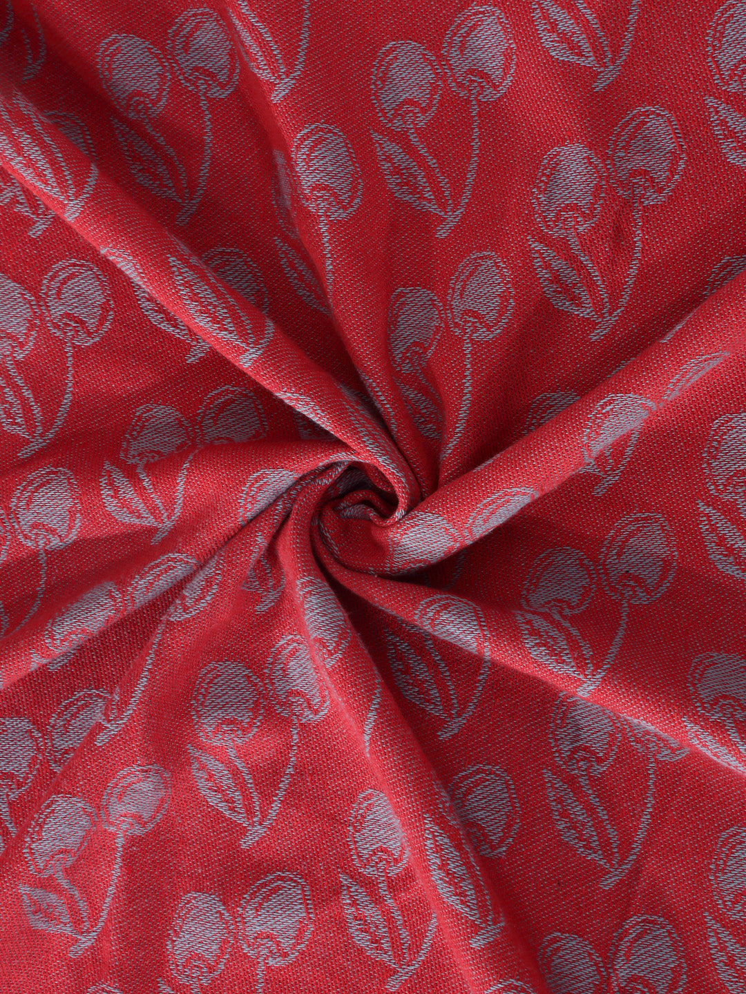 Arrabi Red Leaf Handwoven Cotton Single Size Bedsheet with 1 Pillow Cover (215 x 150 cm)