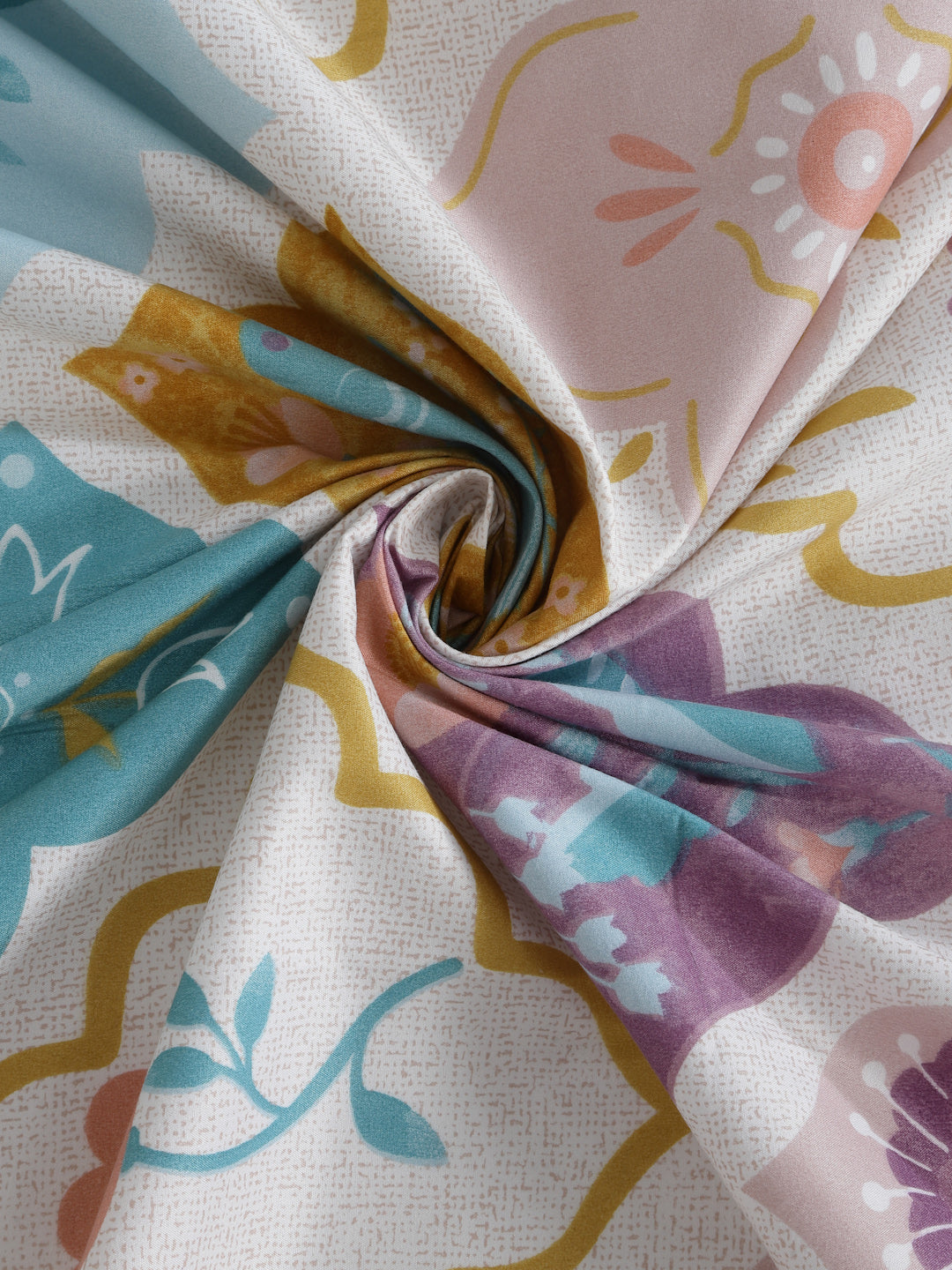 Arrabi Multi Floral TC Cotton Blend King Size Bedsheet with 2 Pillow Covers (250 X 215 cm)