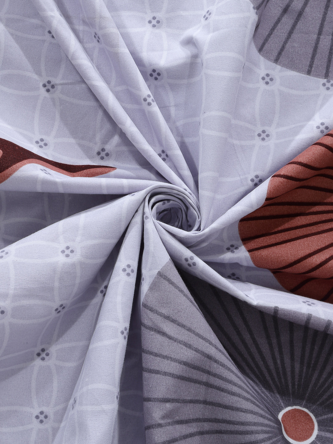 Arrabi Grey Floral TC Cotton Blend King Size Bookfold Bedsheet with 2 Pillow Covers (250 X 215 cm)