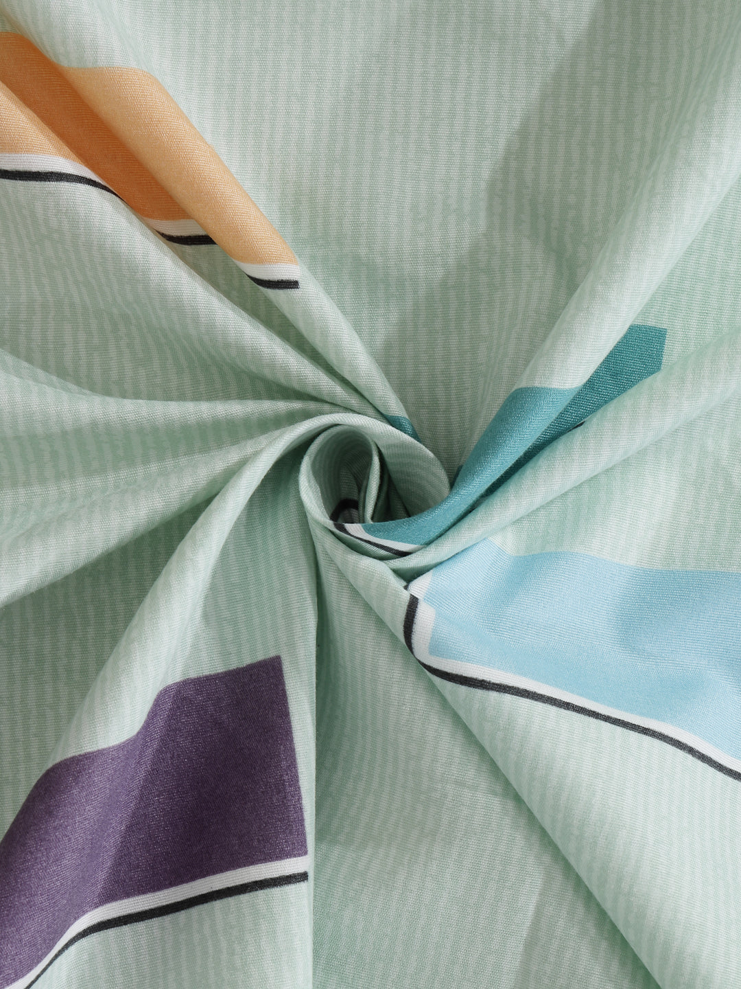 Arrabi Green Geometric TC Cotton Blend King Size Bedsheet with 2 Pillow Covers (250 x 215 cm)