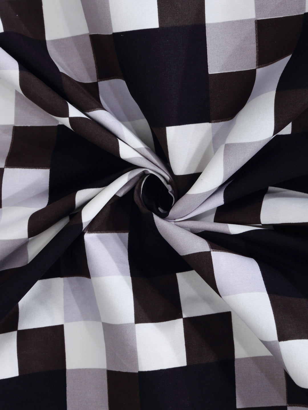 Arrabi Black Checks TC Cotton Blend Single Size Bedsheet with 1 Pillow Cover (215 X 150 cm)