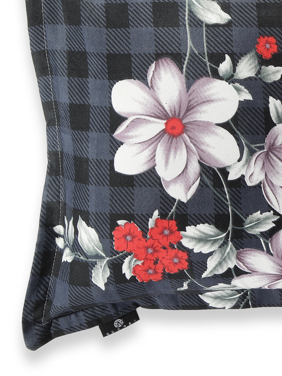 Arrabi Black Floral TC Cotton Blend Set of 2 Pillow Covers (70 x 45 cm)