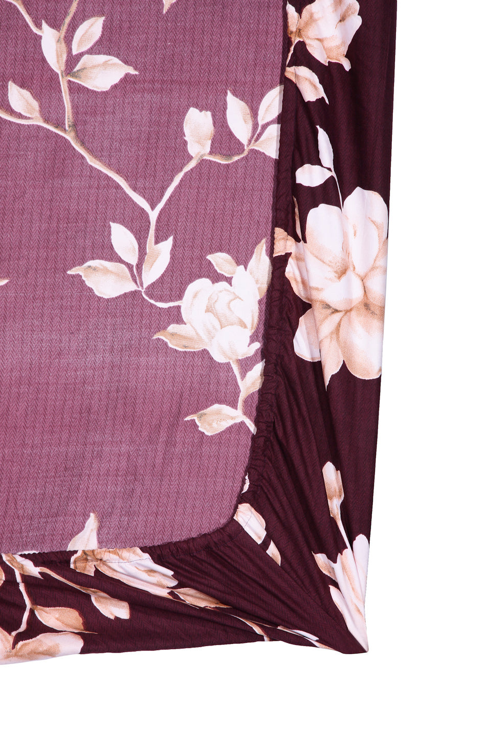 Arrabi Brown Floral TC Cotton Blend Single Size Fitted Bedsheet with 1 Pillow Cover (220 X 150 cm)