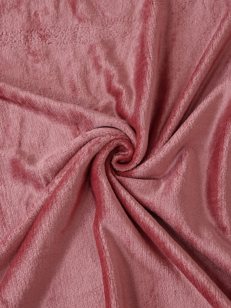 Arrabi Rust Solid King Size Warm Woolen Bedsheet 