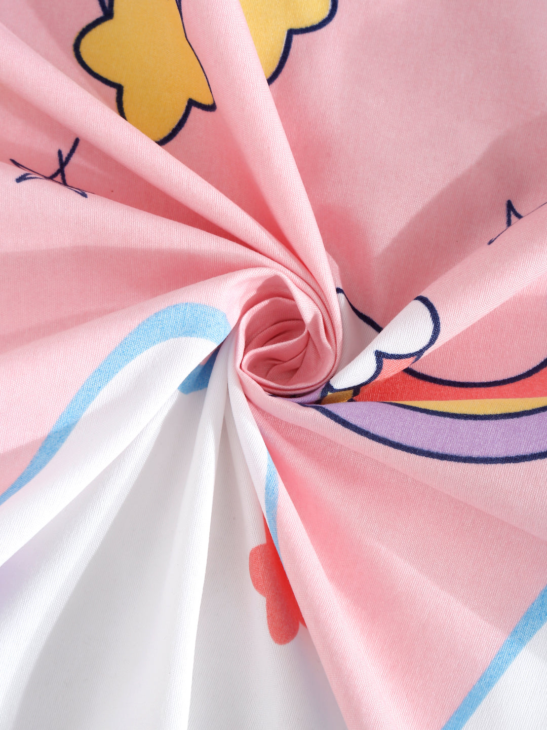 Arrabi Pink Cartoon TC Cotton Blend King Size Bedsheet with 2 Pillow Covers (250 x 215 cm)