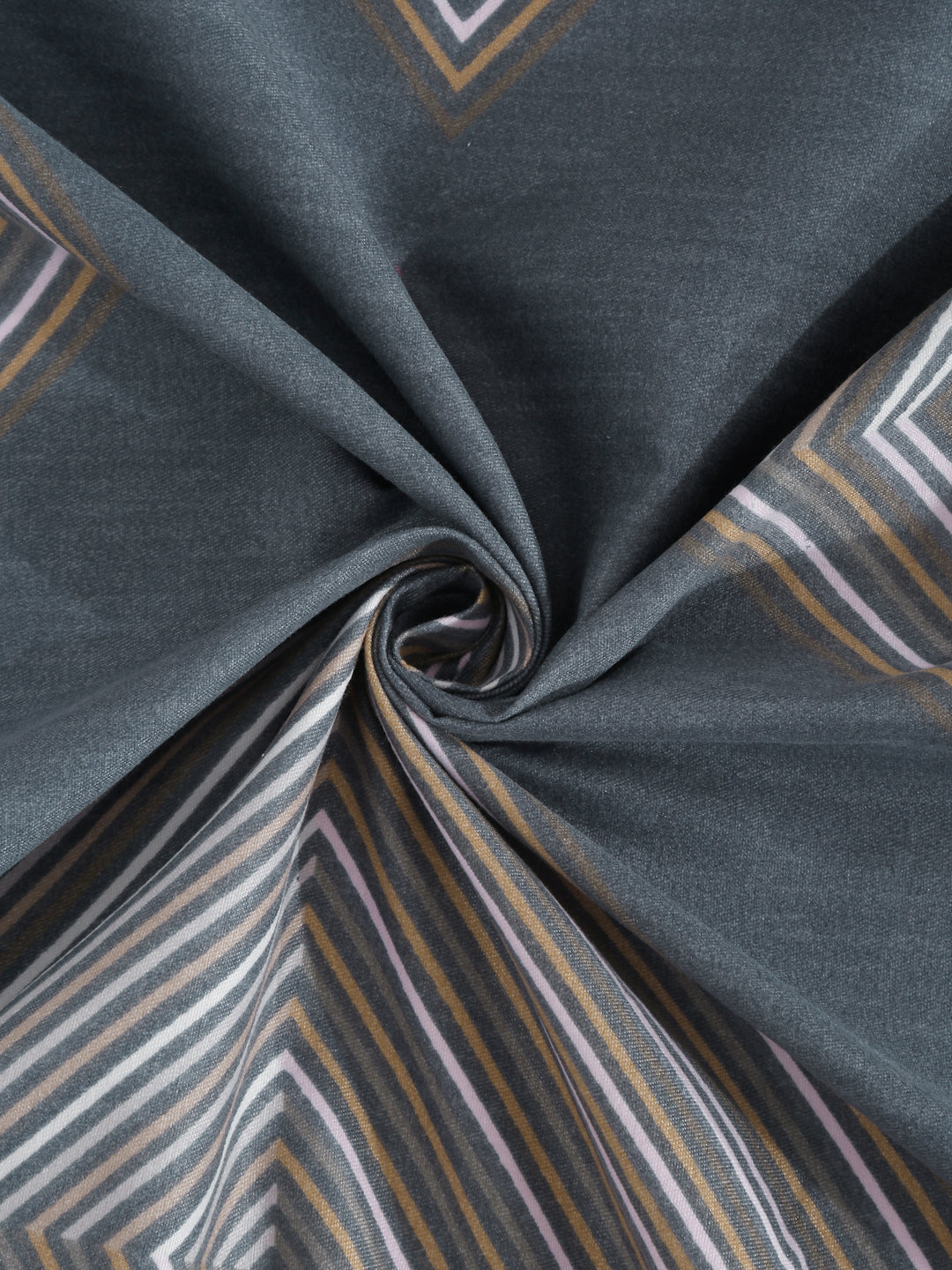 Arrabi Grey Geometric TC Cotton Blend King Size Bedsheet with 2 Pillow Covers (250 x 215 cm)