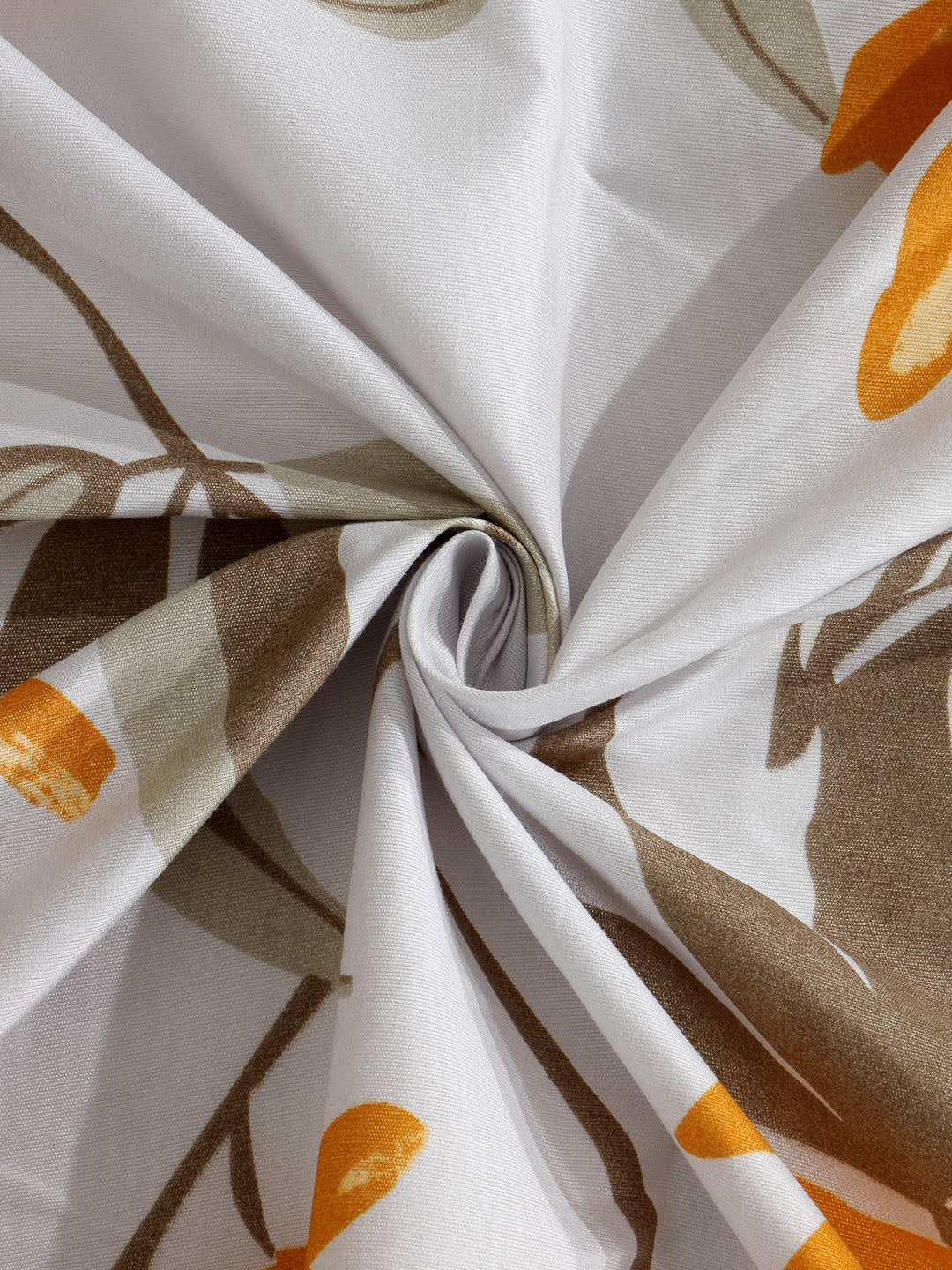 Arrabi Multi Leaf TC Cotton Blend Single Size Fitted Bedsheet with 1 Pillow Cover (215 x 150 cm)