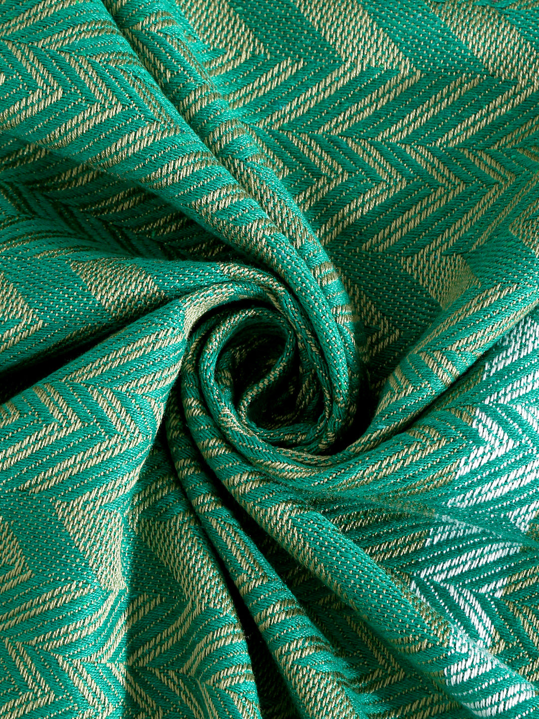 Arrabi Green Geometric 100% Handwoven Cotton King Size Bedsheet with 2 Pillow Covers (260 x 230 cm)