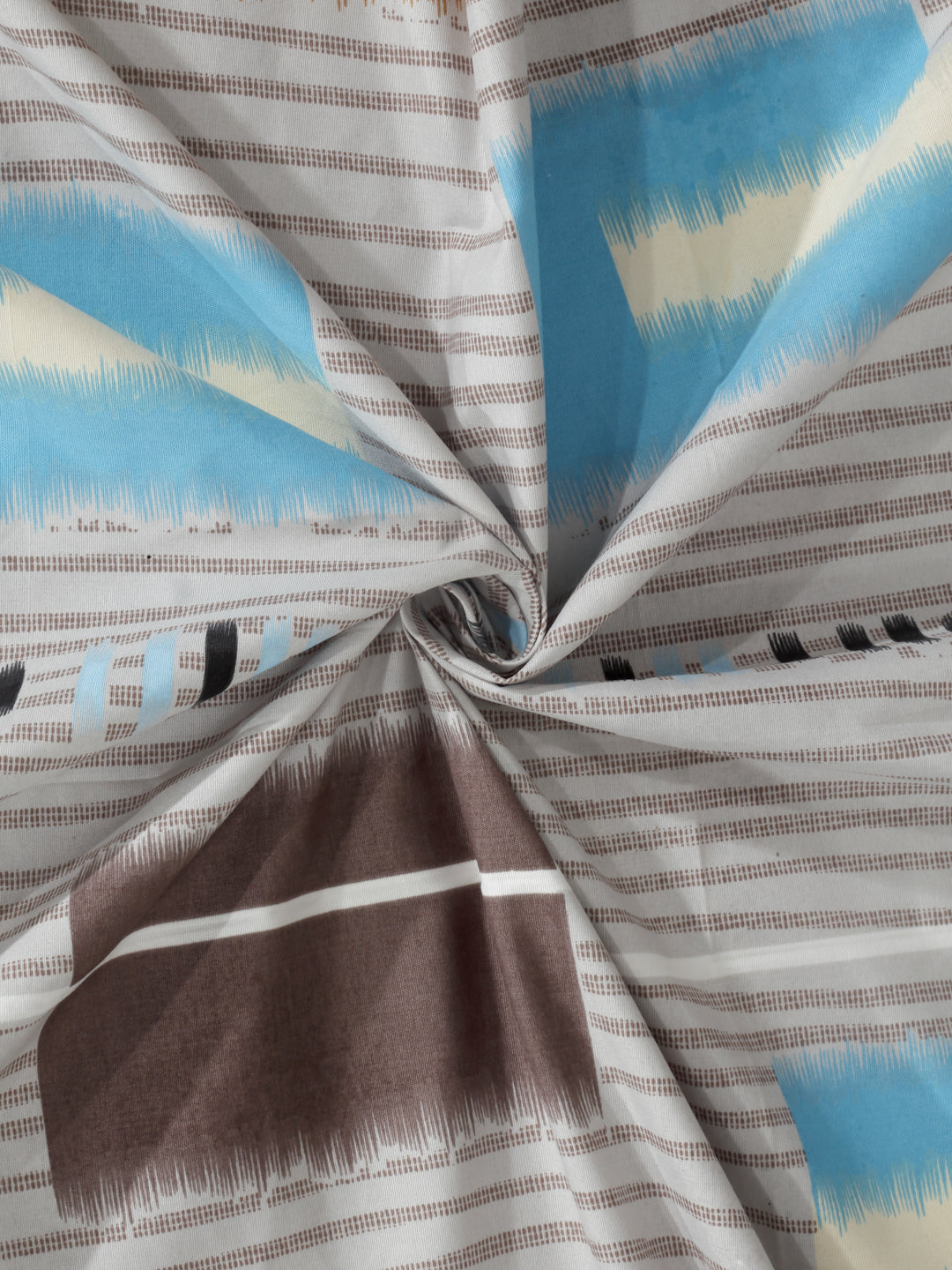 Arrabi Multi Geometric TC Cotton Blend King Size Bedsheet with 2 Pillow Covers (250 X 215 cm)