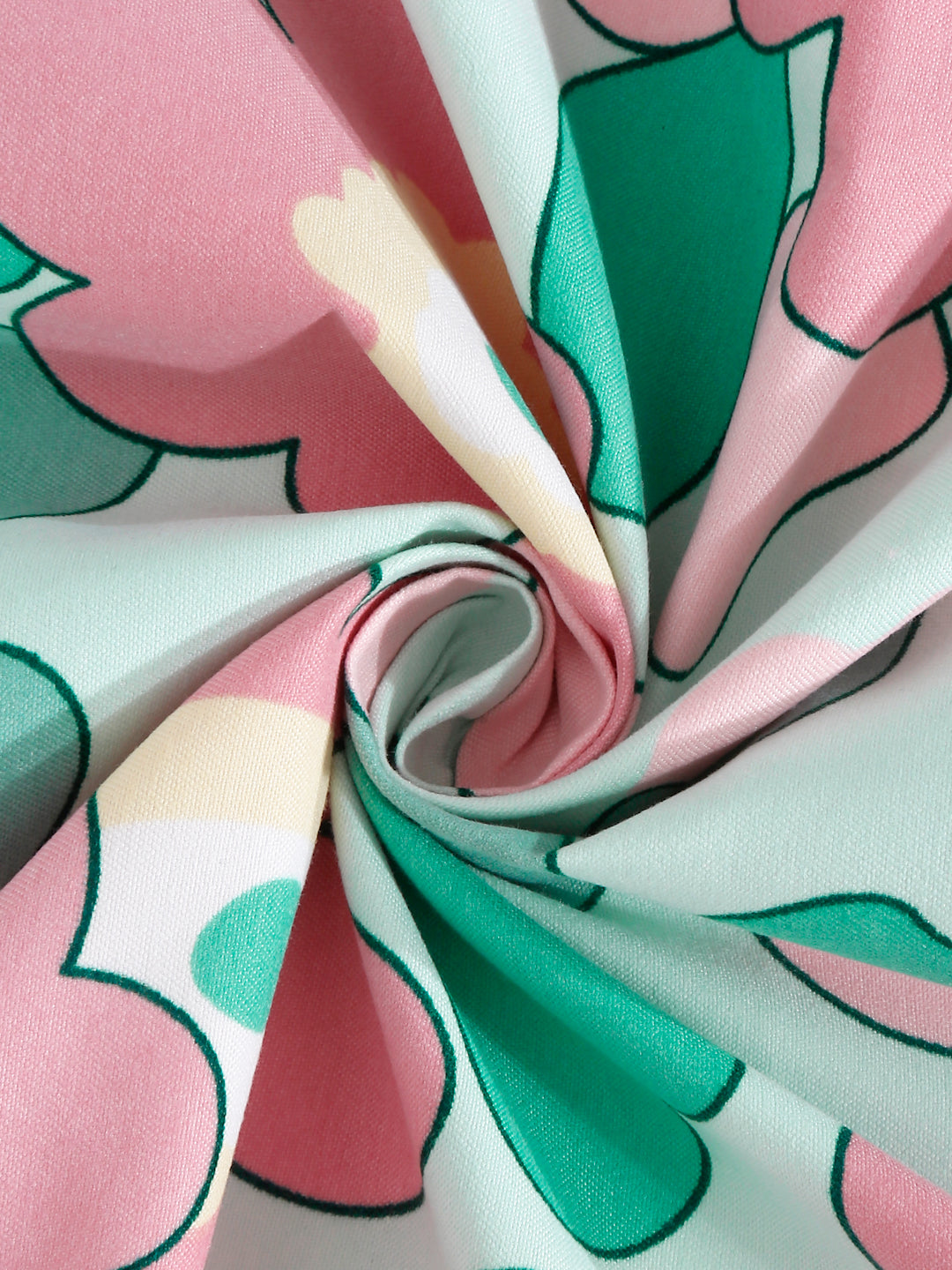 Arrabi Green Floral TC Cotton Blend Super King Size Bedsheet with 2 Pillow Covers (270 x 260 cm)
