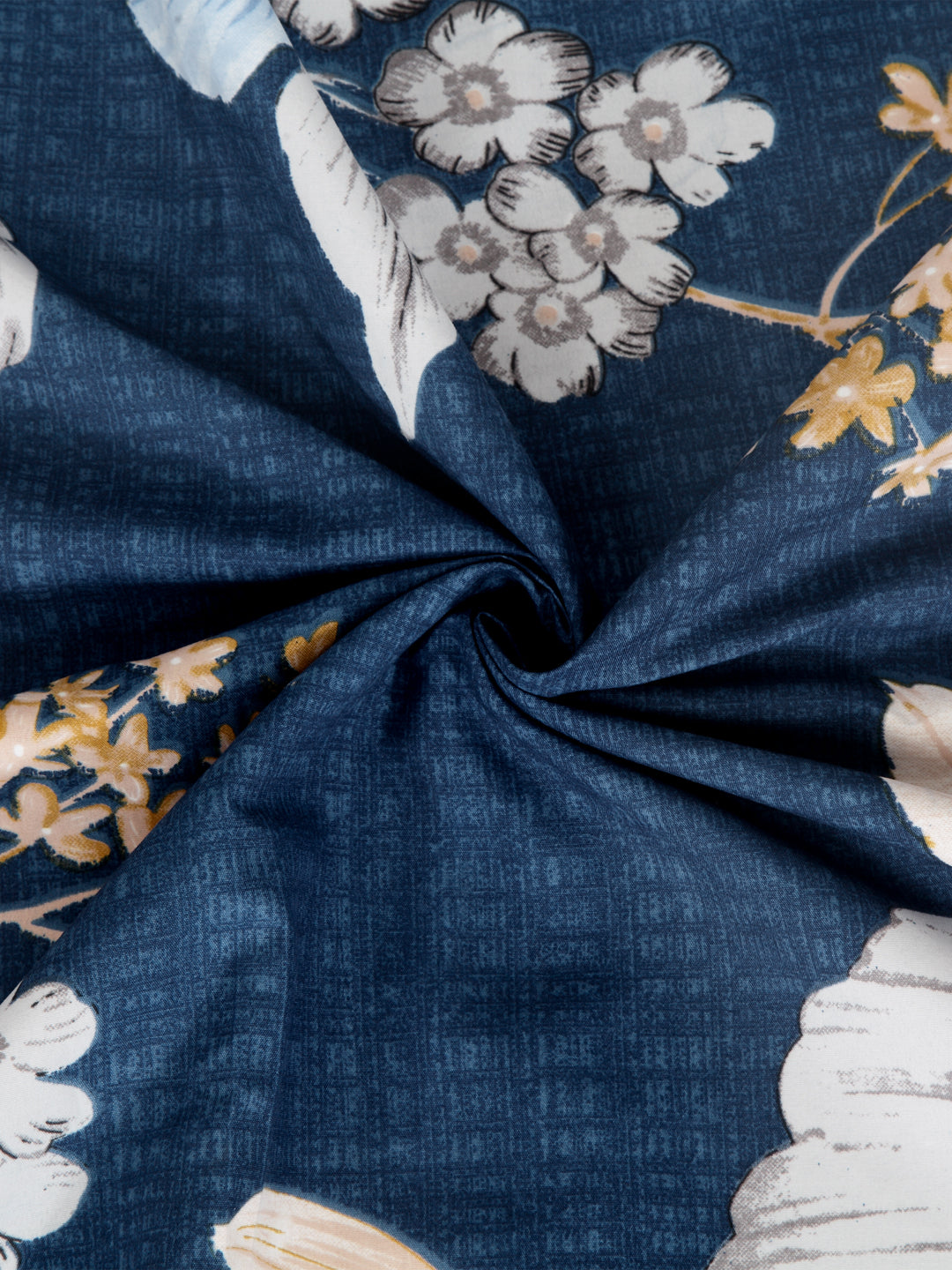 Arrabi Blue Floral TC Cotton Blend Super King Size Bookfold Bedsheet with 2 Pillow Covers (270 X 260 cm)