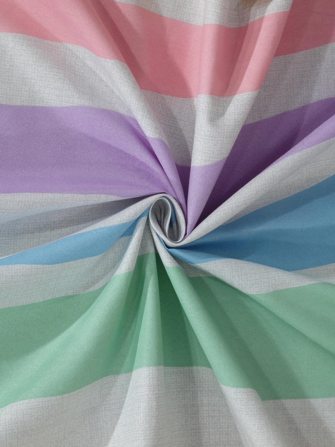 Arrabi Multi Stripes TC Cotton Blend Single Size Fitted Bedsheet with 1 Pillow Cover (215 x 150 cm)