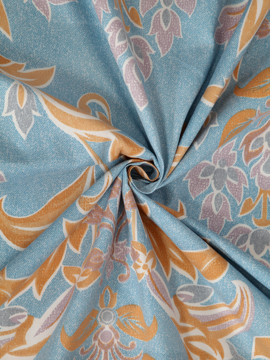 Arrabi Blue Indian TC Cotton Blend Super King Size Bookfold Bedsheet with 2 Pillow Covers (270 X 260 cm)