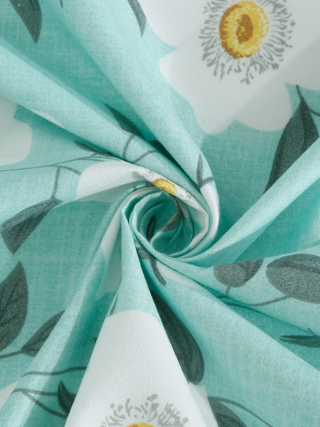 Arrabi Green Floral TC Cotton Blend King Size Bedsheet with 2 Pillow Covers (250 x 215 cm)