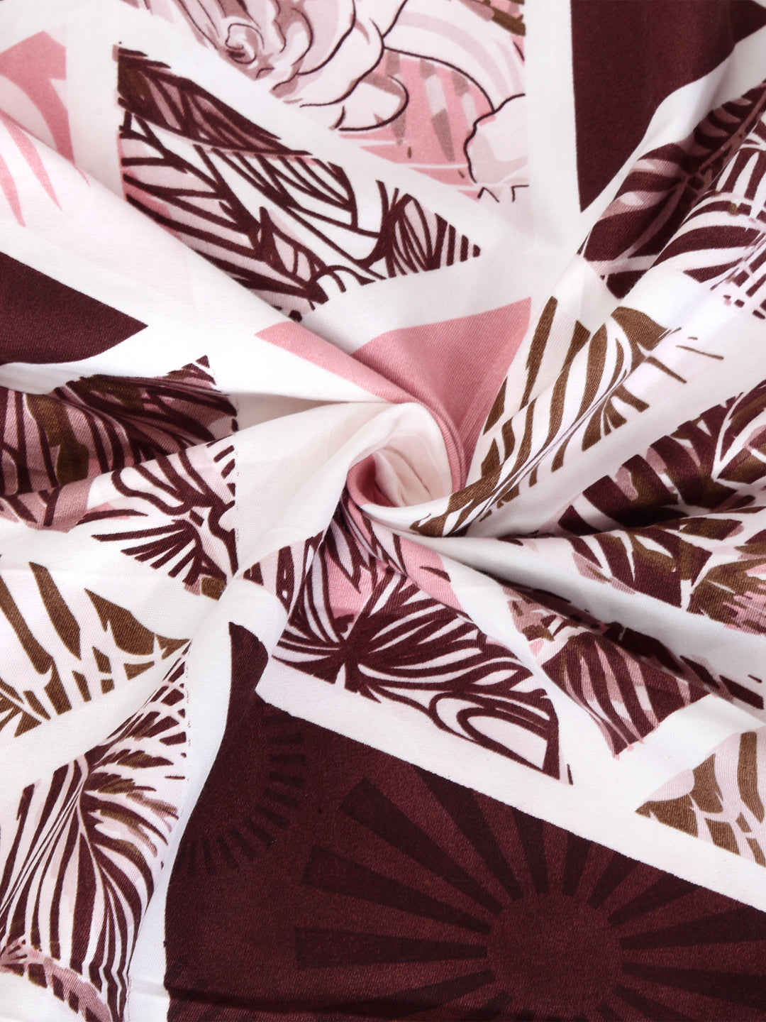 Arrabi Multi Geometric TC Cotton Blend Super King Size Bookfold Bedsheet with 2 Pillow Covers (270 X 260 cm)