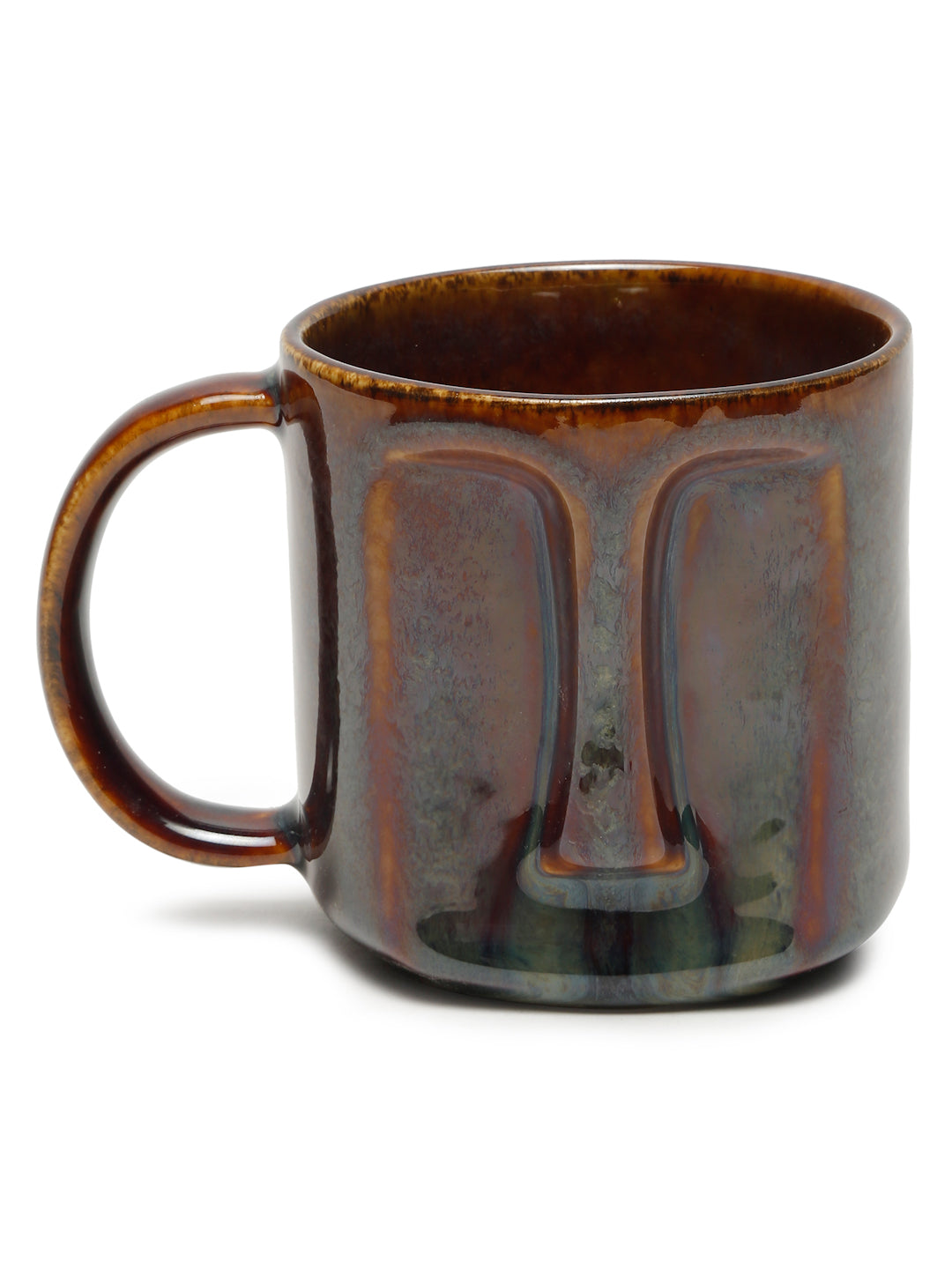 Solid Set of 2 Stoneware Glazed Face Mugs