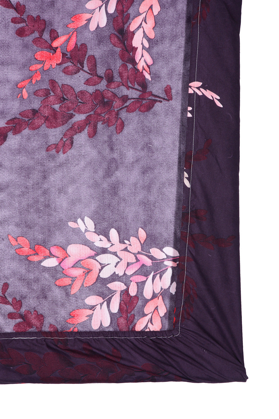 Arrabi Brown Floral TC Cotton Blend Single Size Fitted Bedsheet with 1 Pillow Cover (220 X 150 cm)