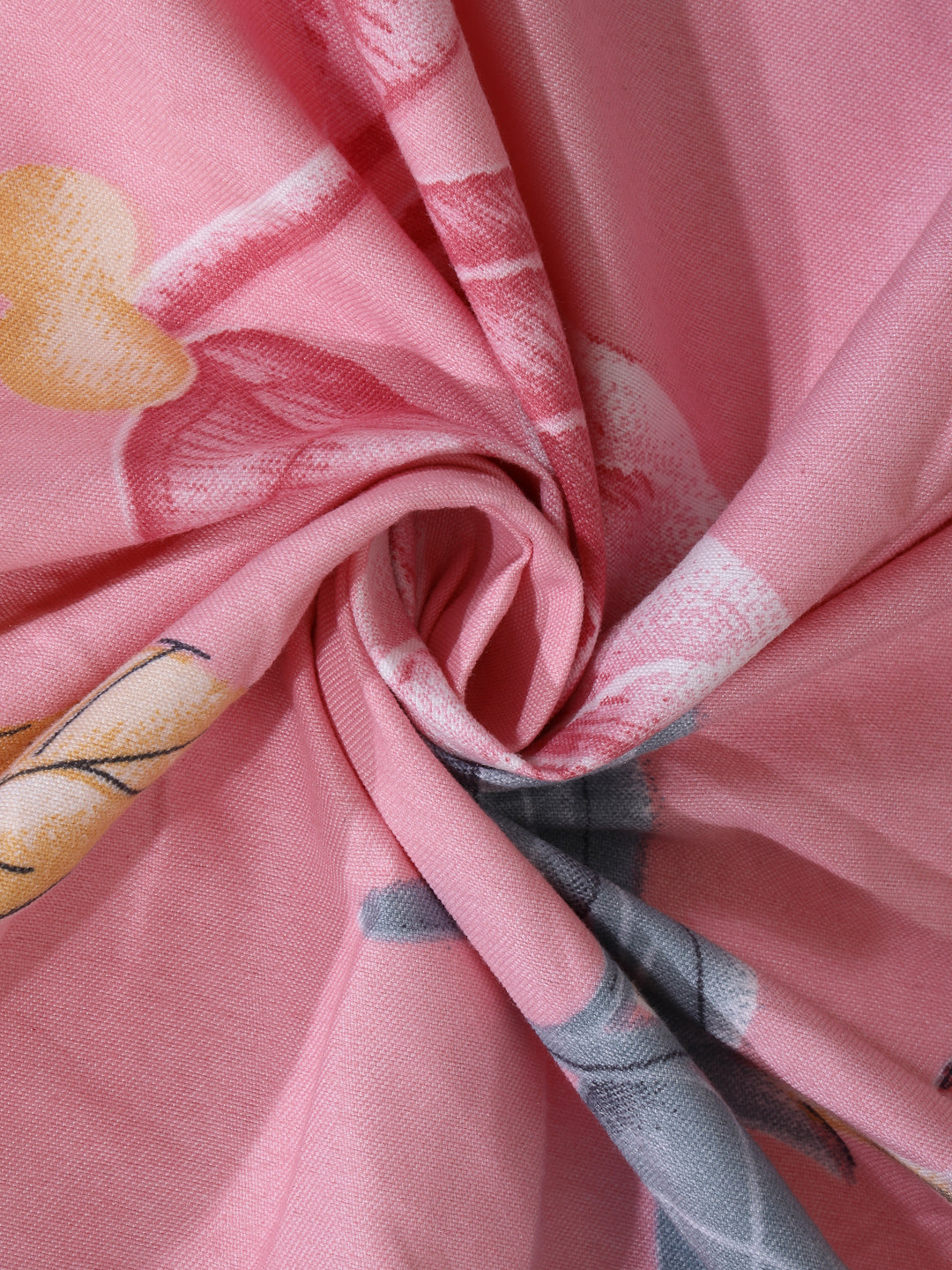 Arrabi Pink Floral TC Cotton Blend King Size Bedsheet with 2 Pillow Covers (250 x 215 cm)