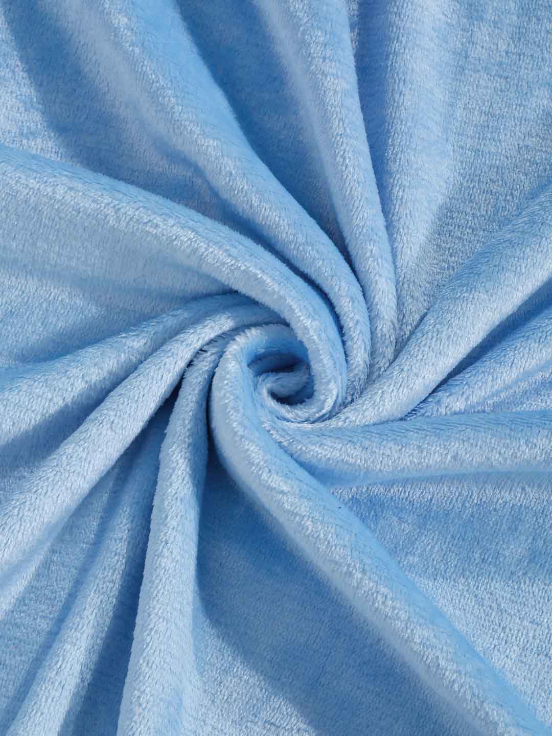 Arrabi Sky Blue Solid Single Size Warm Woolen Fitted Bedsheet