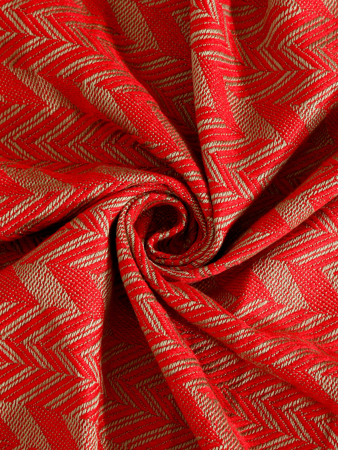 Arrabi Red Geometric 100% Handwoven Cotton King Size Bedsheet with 2 Pillow Covers (260 x 230 cm)
