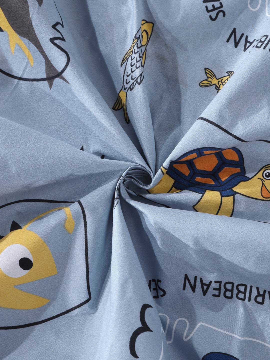 Arrabi Grey Cartoon TC Cotton Blend King Size Bookfold Bedsheet with 2 Pillow Covers (250 X 220 cm)