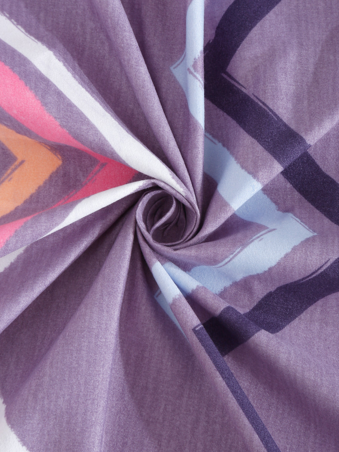 Arrabi Purple Geometric TC Cotton Blend King Size Bedsheet with 2 Pillow Covers (250 x 215 cm)