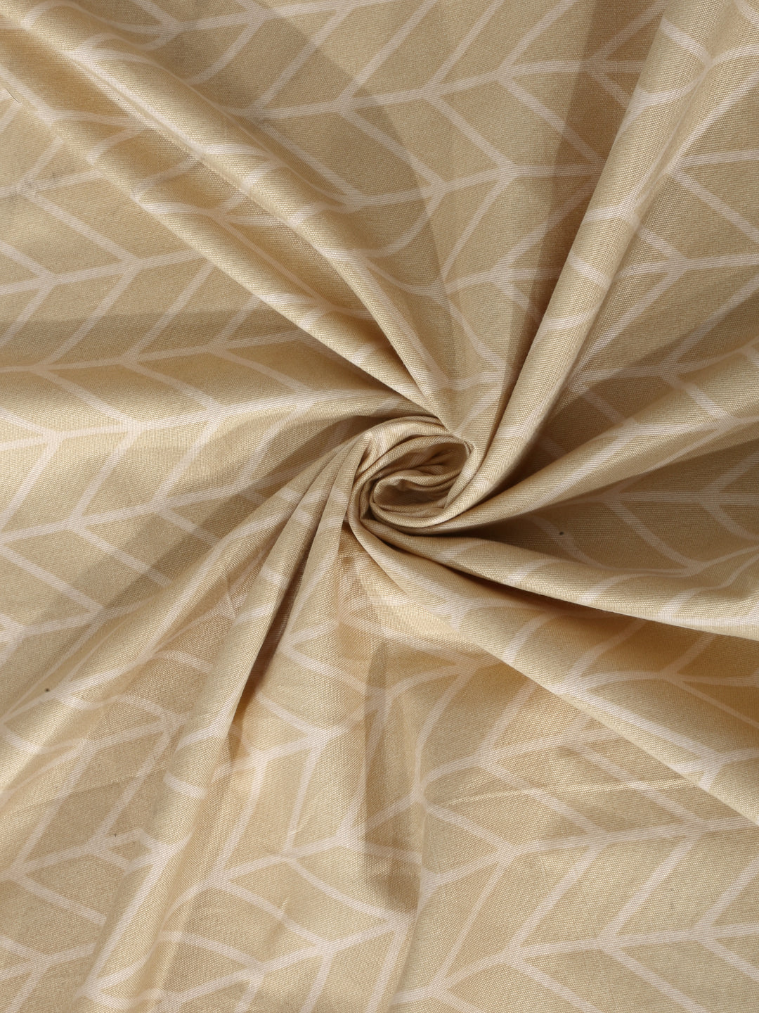 Arrabi Beige Graphic TC Cotton Blend King Size Bookfold Bedsheet with 2 Pillow Covers (250 X 215 cm)
