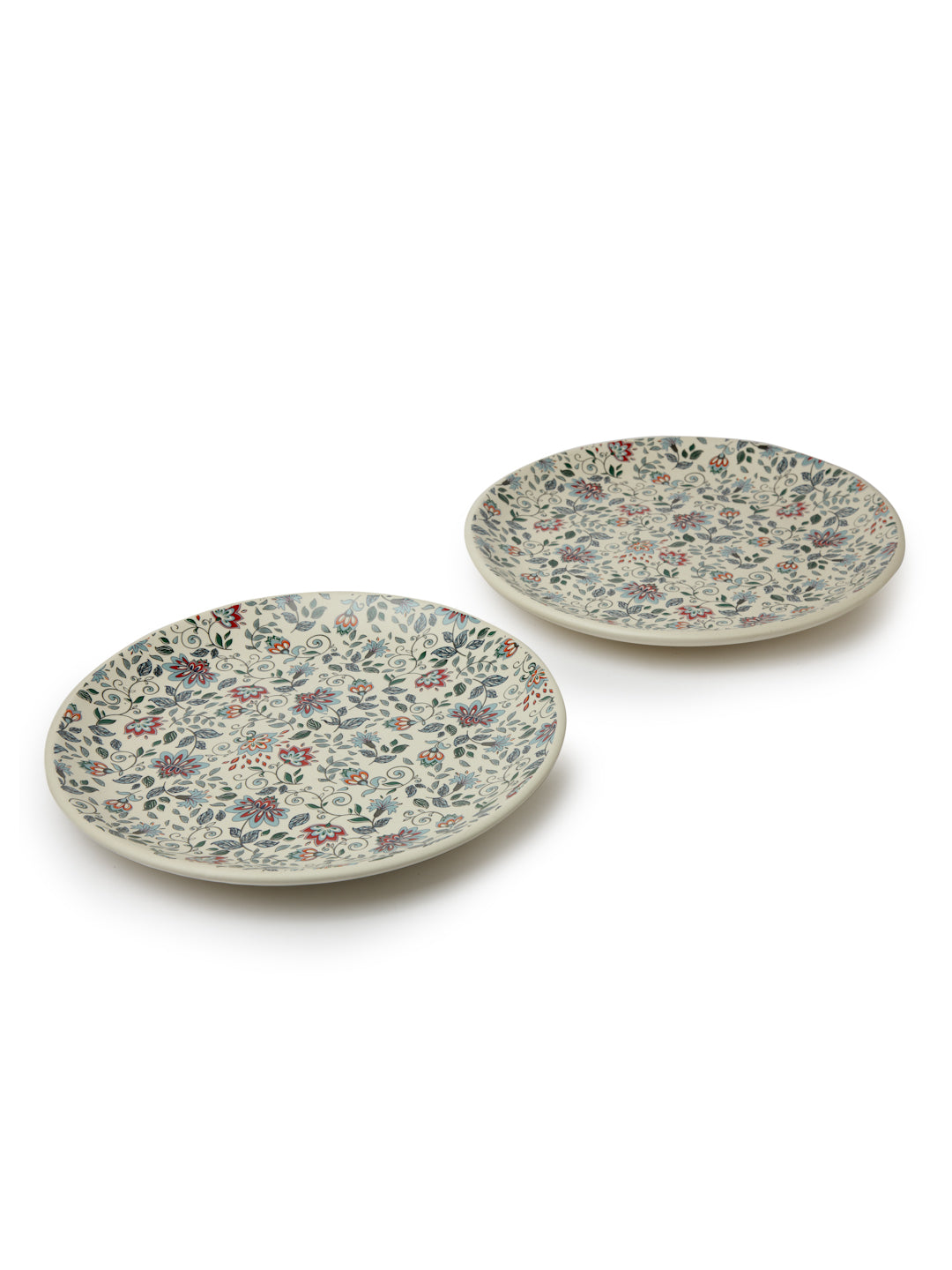Handcrafted & Hand Printed Stoneware Matte Plates (Set of 2)