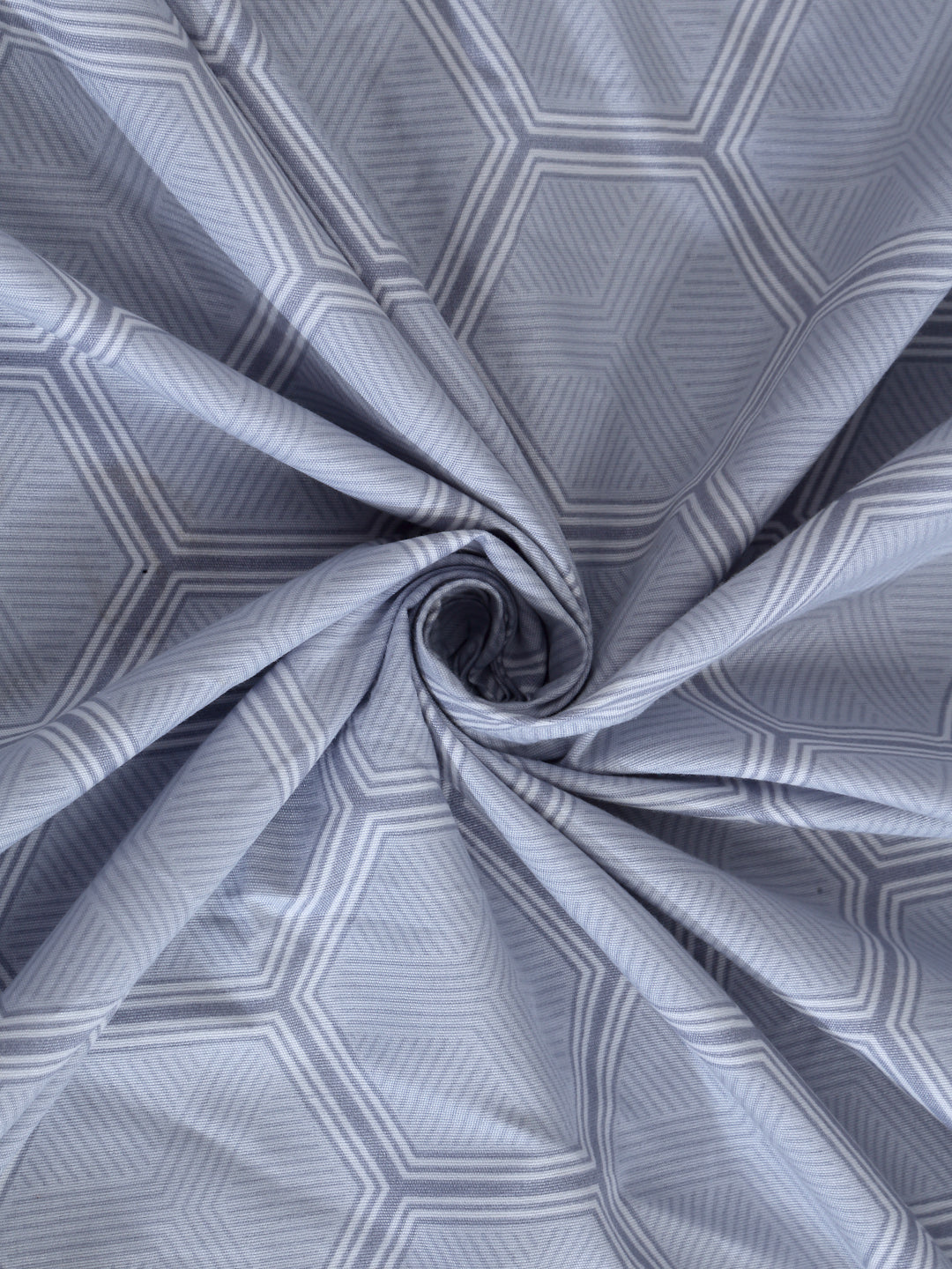 Arrabi Grey Geometric TC Cotton Blend King Size Bookfold Bedsheet with 2 Pillow Covers (250 X 215 cm)