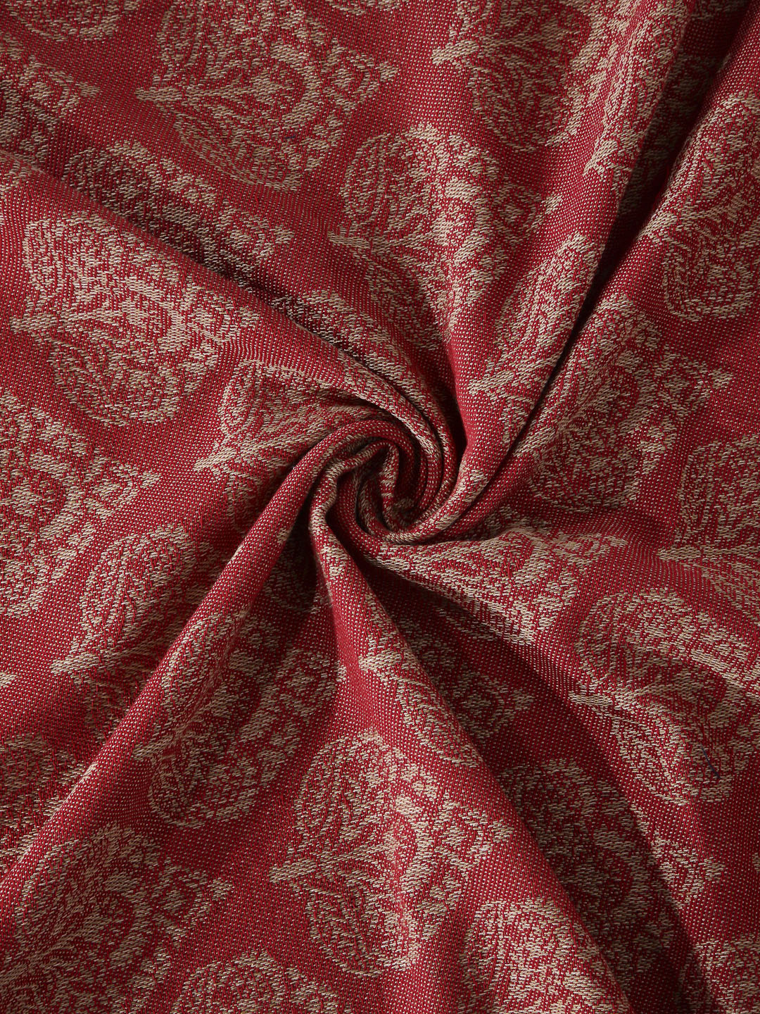 Arrabi Red Indian Handwoven Cotton Single Size Bedsheet with 1 Pillow Cover (230 x 150 cm)