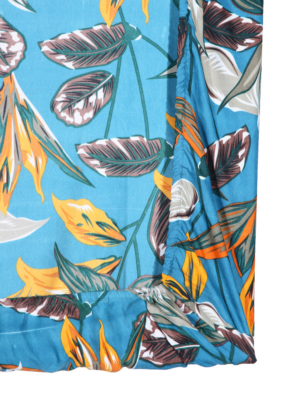 Arrabi Green Leaf TC Cotton Blend Single Size Fitted Bedsheet with 1 Pillow Cover (220 X 150 cm)