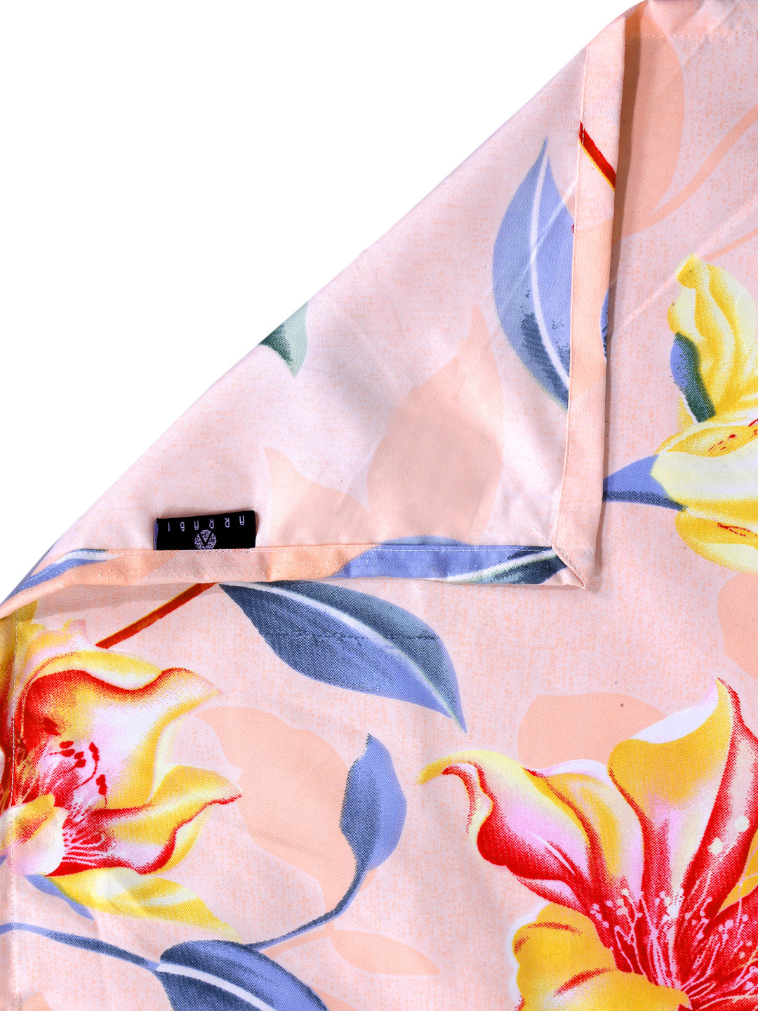 Arrabi Peach Floral TC Cotton Blend Super King Size Bookfold Bedsheet with 2 Pillow Covers (270 X 260 cm)