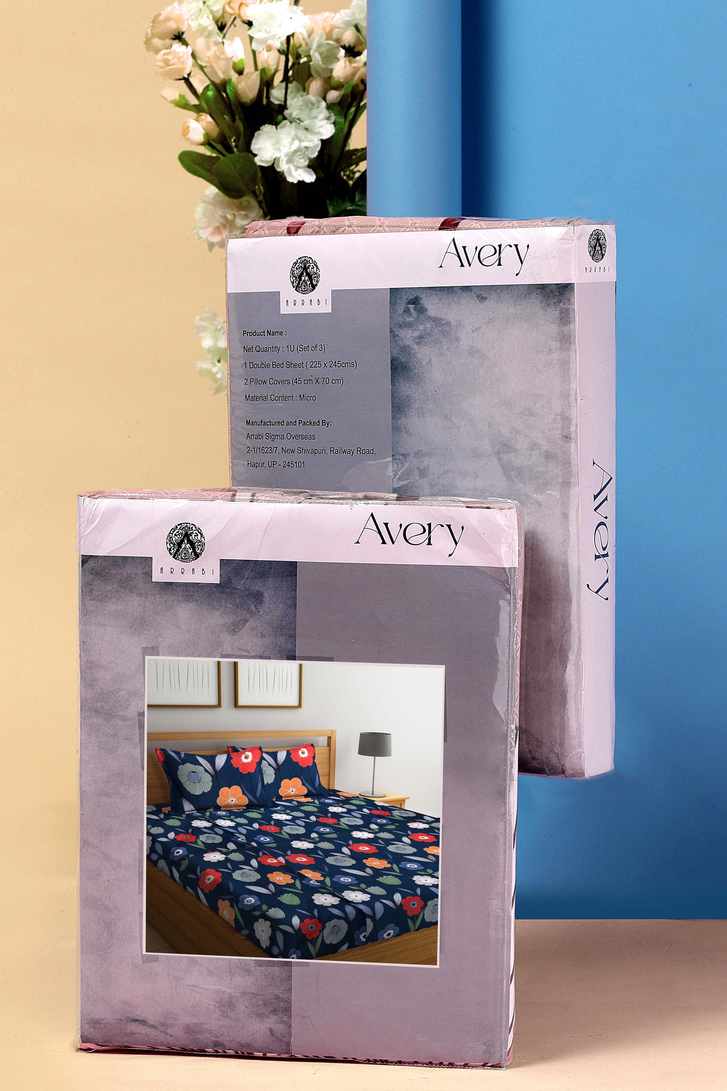 Arrabi Green Floral TC Cotton Blend King Size Bookfold Bedsheet with 2 Pillow Covers (250 X 215 cm)