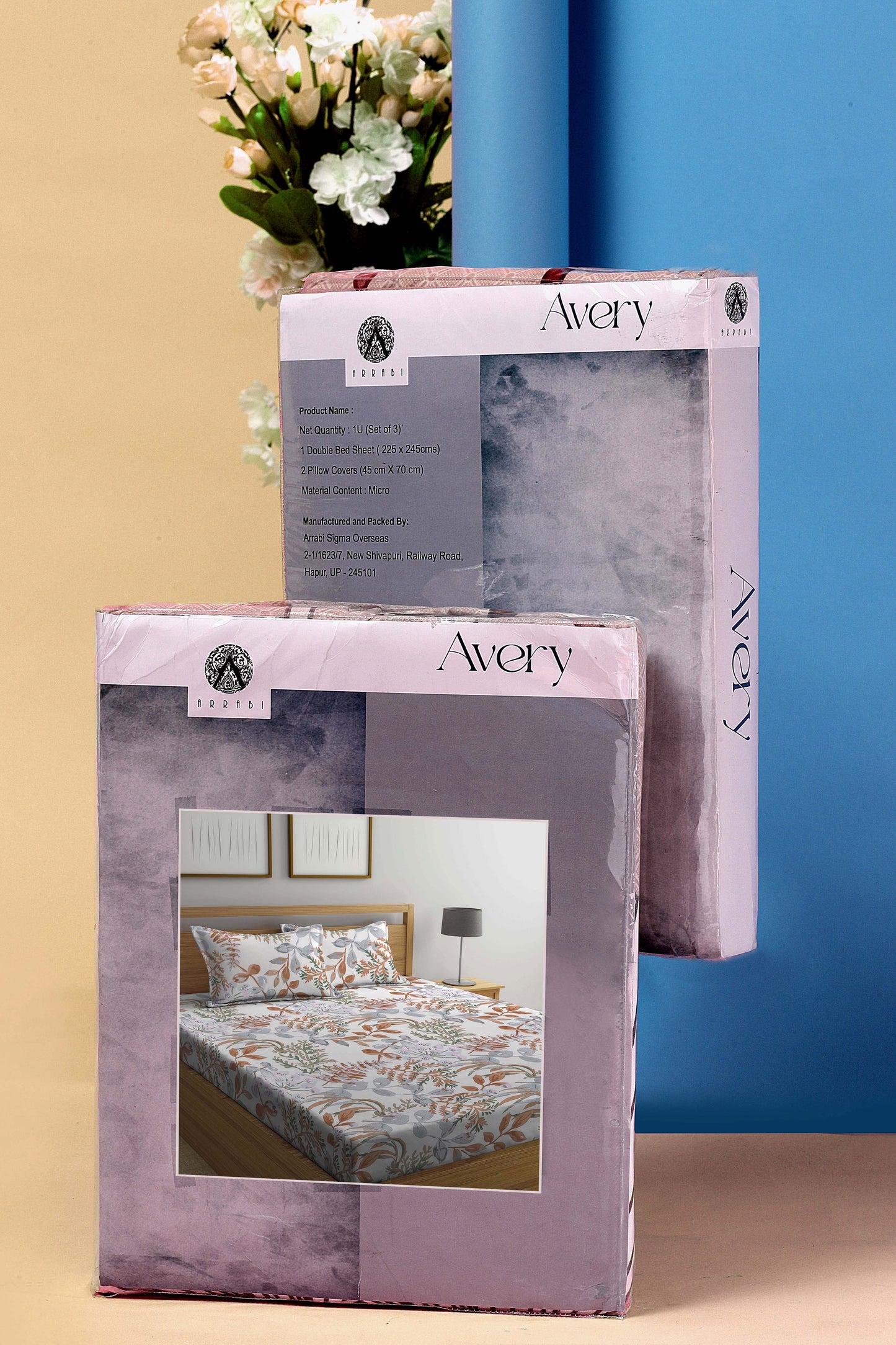 Arrabi Multi Leaf TC Cotton Blend King Size Bookfold Bedsheet with 2 Pillow Covers (250 X 220 cm)