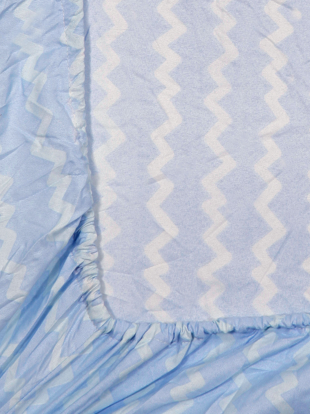 Arrabi Blue Stripes TC Cotton Blend Single Size Fitted Bedsheet with 1 Pillow Cover (215 X 150 cm)