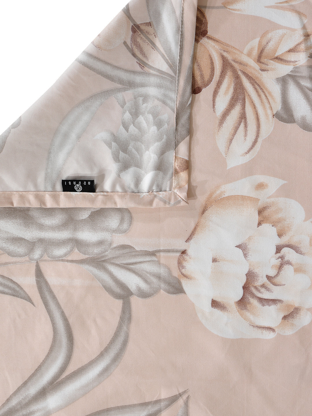 Arrabi Beige Floral TC Cotton Blend Single Size Bedsheet with 1 Pillow Cover (215 x 150 cm)