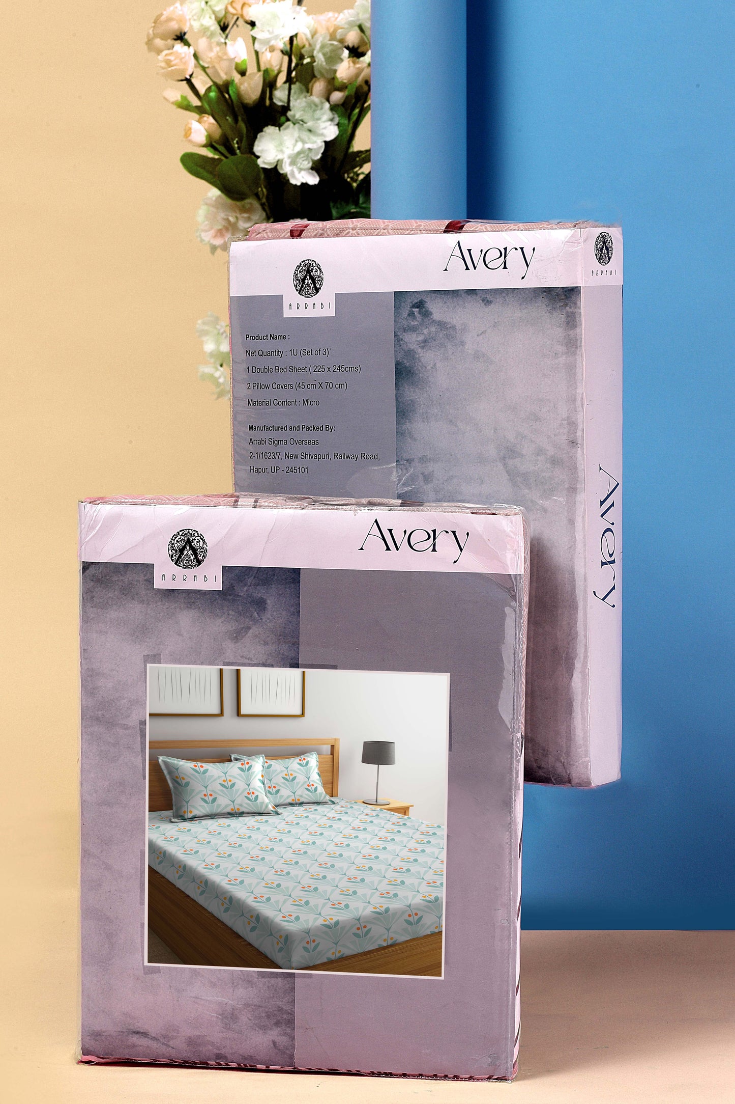 Arrabi Green Leaf TC Cotton Blend King Size Bookfold Bedsheet with 2 Pillow Covers (250 X 215 cm)