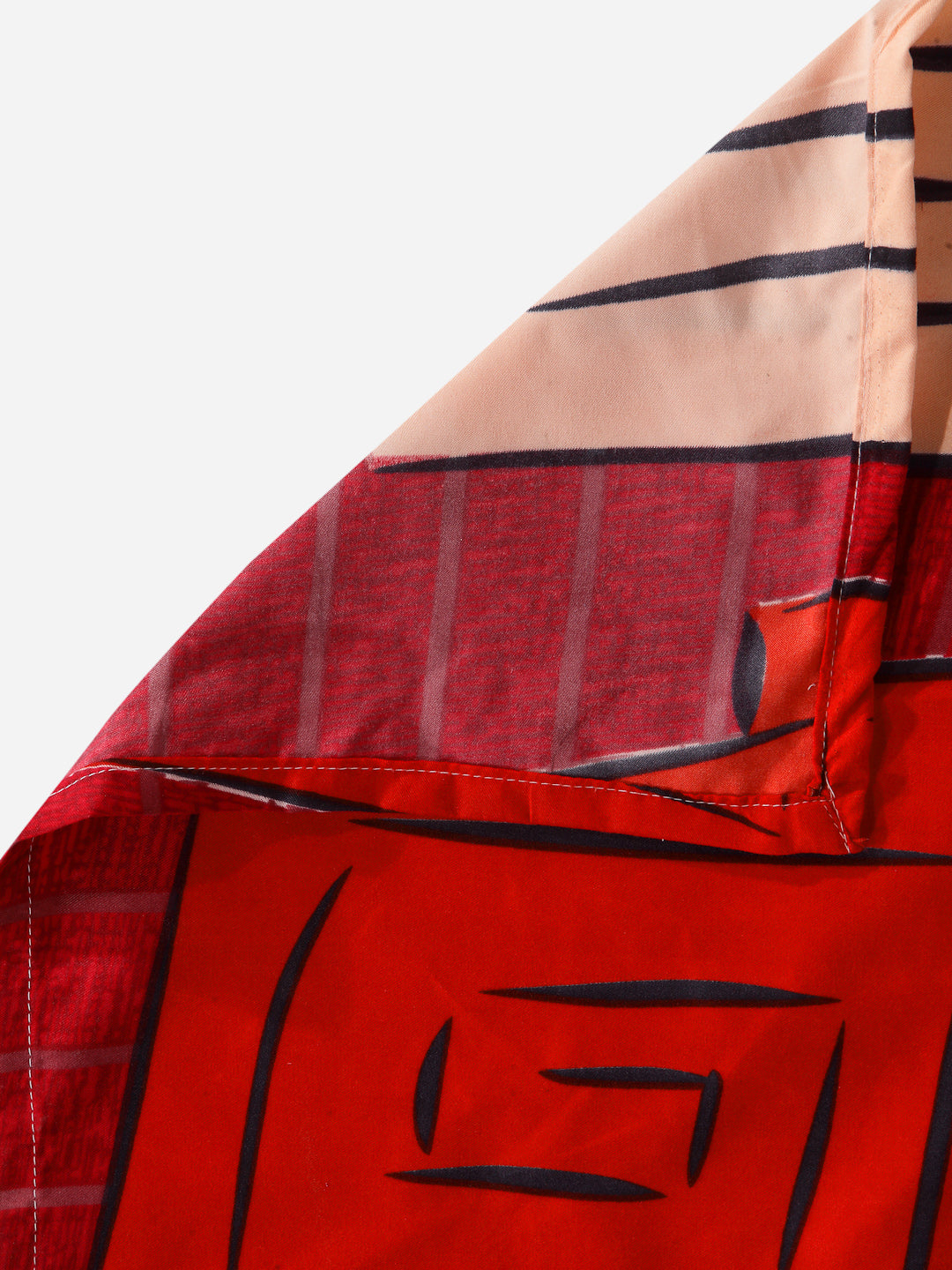 Arrabi Red Geometric TC Cotton Blend King Size Bookfold Bedsheet with 2 Pillow Covers (250 X 220 cm)