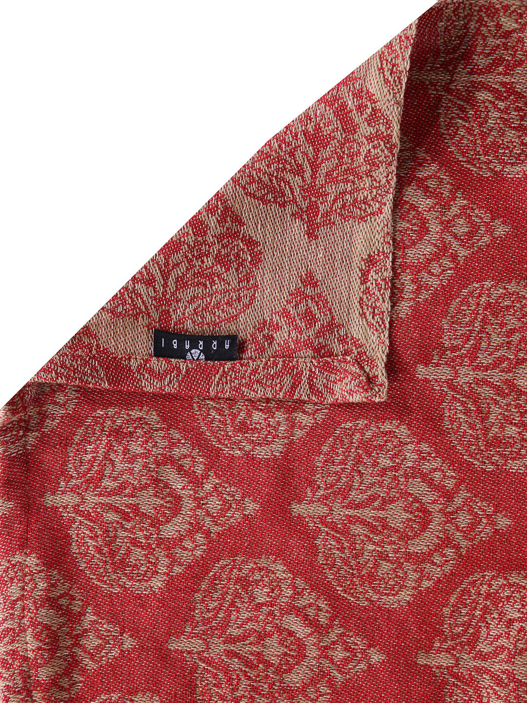 Arrabi Red Indian Handwoven Cotton Single Size Bedsheet with 1 Pillow Cover (230 x 150 cm)