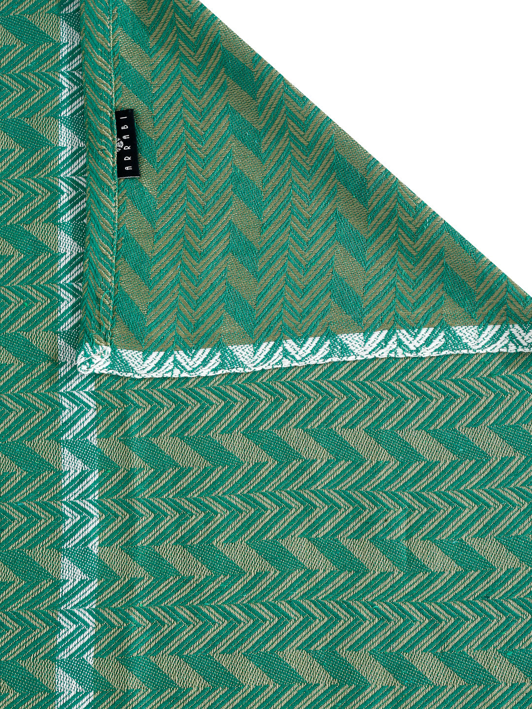 Arrabi Green Geometric 100% Handwoven Cotton King Size Bedsheet with 2 Pillow Covers (260 x 230 cm)