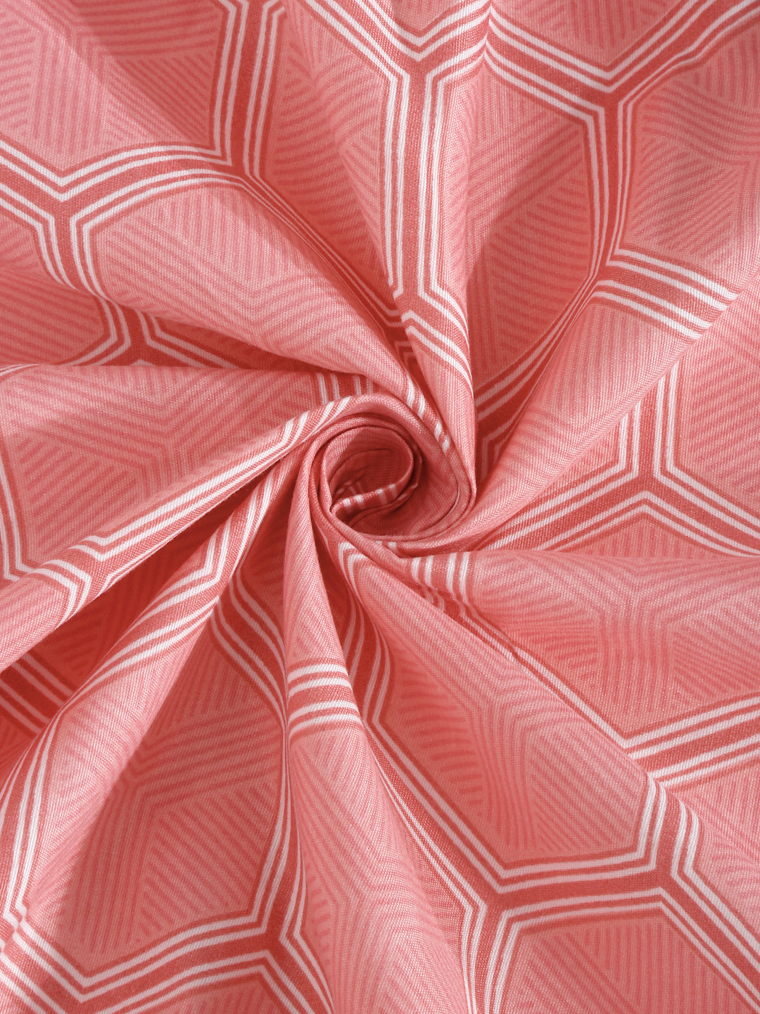 Arrabi Pink Geometric TC Cotton Blend King Size Bedsheet with 2 Pillow Covers (250 x 215 cm)