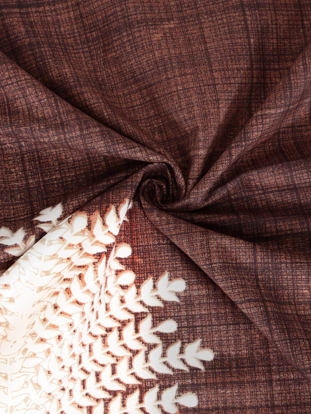 Arrabi Brown Floral TC Cotton Blend Single Size Fitted Bedsheet with 1 Pillow Cover (220 X 150 cm)
