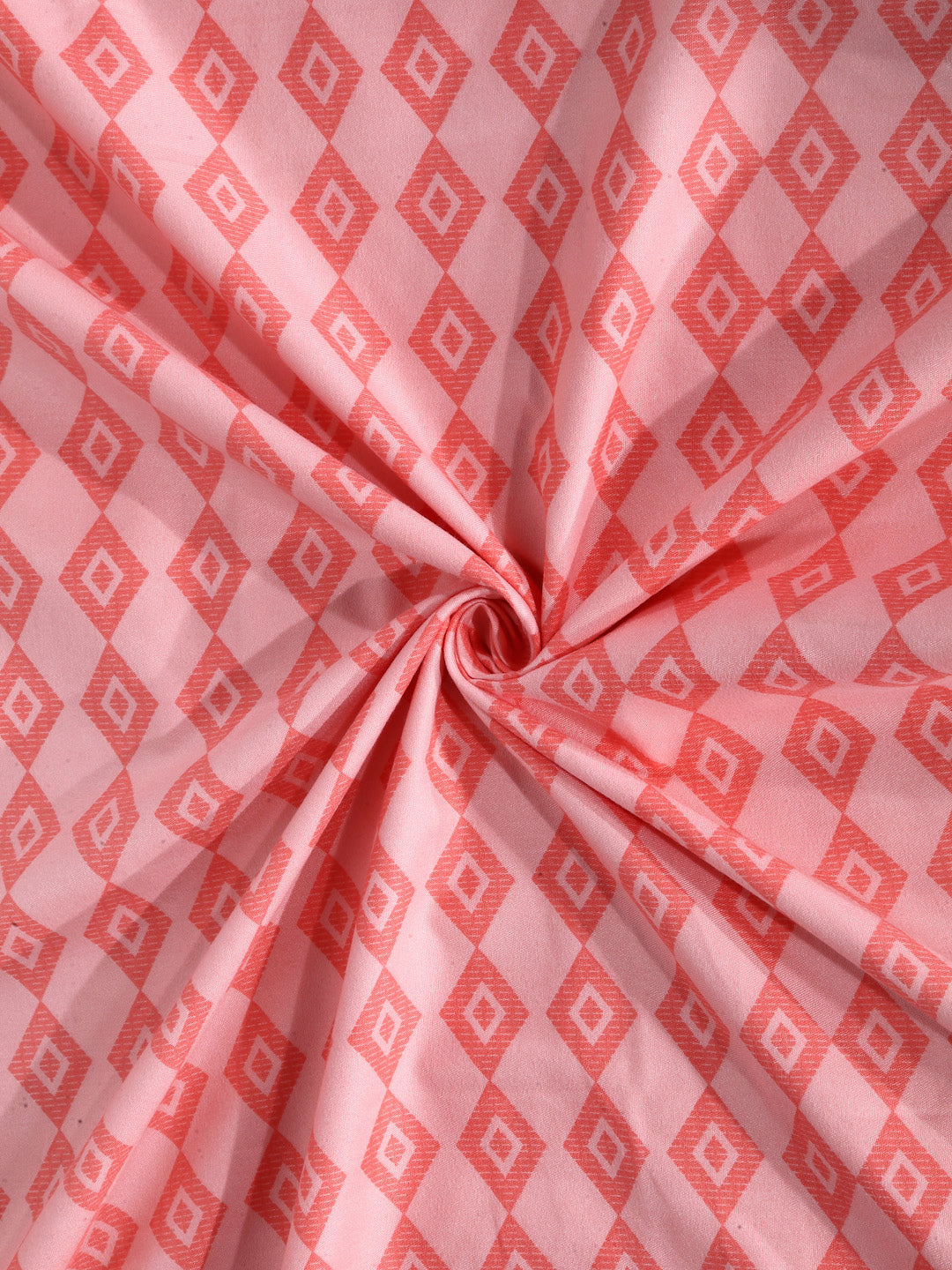 Arrabi Peach Graphic TC Cotton Blend Single Size Fitted Bedsheet with 1 Pillow Cover (220 X 150 cm)