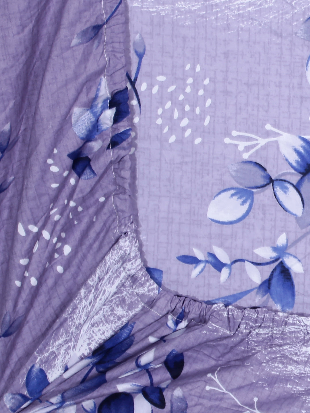 Arrabi Grey Floral TC Cotton Blend Single Size Fitted Bedsheet with 1 Pillow Cover (215 X 150 cm)